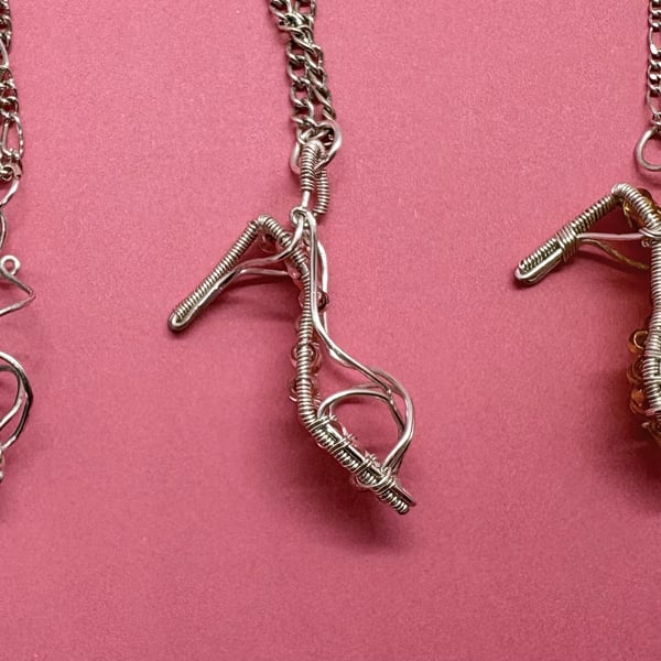 Silver wire wrapped stiletto shoe with Czech glass beads