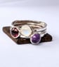 Sterling Silver Gemstone Stacking Rings, Handmade Urban Design Jewellery - Image 1