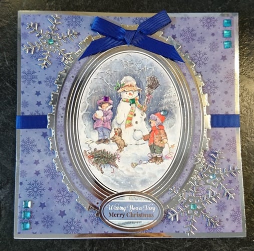 A Very Merry Christmas Card Xmas Snowman Children Dog 3D Luxury Handmade Card