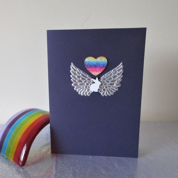 Rabbit Pet Loss Sympathy Condolences Greetings Card Bunny Rainbow Bridge