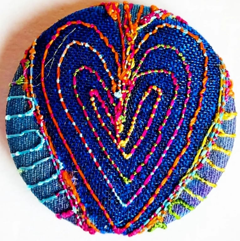Buttons 1 inch button Hand Dyed Silks and Cottons Free Machine Embroidery Button