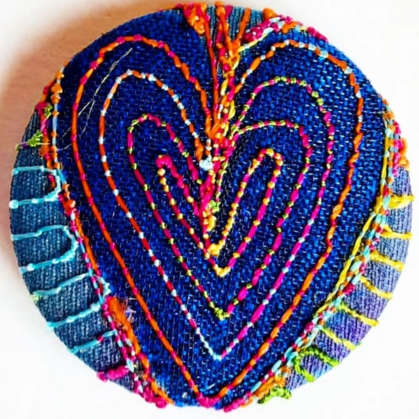 Buttons 1 inch button Hand Dyed Silks and Cottons Free Machine Embroidery Button
