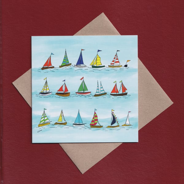 Greetings card - boats - sailing - birthday card