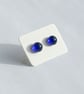 Fused Glass Stud Earrings - Cobalt Blue - Image 2