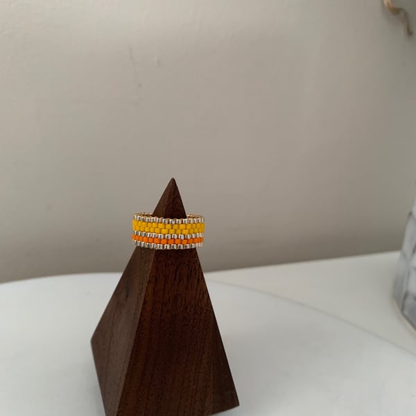 Lively colourful beaded ring