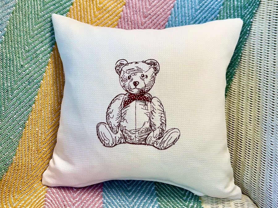 Bear design Embroidered Cushion 33cm (13”)
