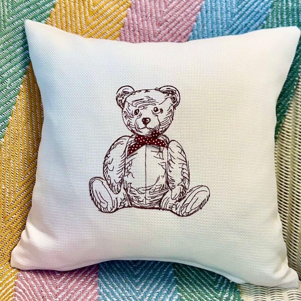 Bear design Embroidered Cushion 33cm (13”)