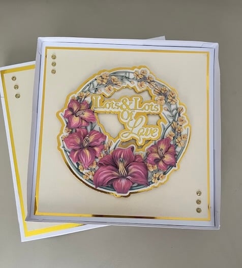 Handmade Boxed Birthday Card with 3D Flowers
