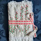 Hand embroidered lace Needlecase sewing kit with slow stitching accessories 