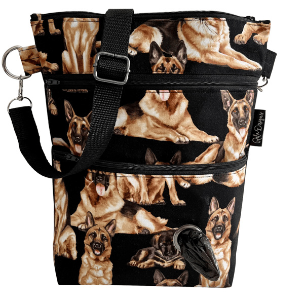 Dog walking bag, crossbody bag, German shepherds 