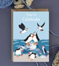 Birthday Celebration Card  different occasions -  Puffin coastal illustration