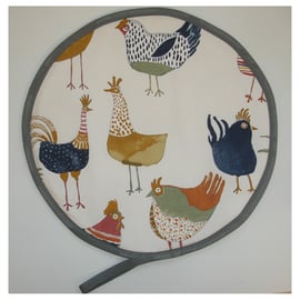 Hen Chickens Aga Hob Lid Mat Pad Hat Round Cover Surface Saver Rooster Hens