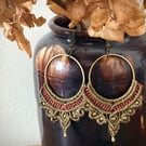 Bohemian macrame Hoop earrings inc Free UK delivery (olive green and brown)