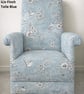 Fireside Chair Armchair Finch Toile Fabric Accent Birds Small Floral Blue Flower - Image 2