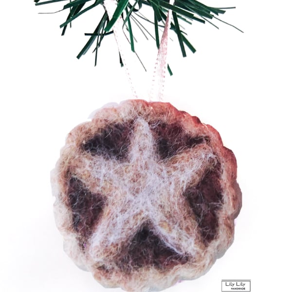 Needle felted Mince Pie Hanging decoration by Lily Lily Handmade Pre Order