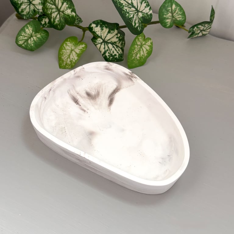 Taupe & White Marbled Triangular Trinket Tray