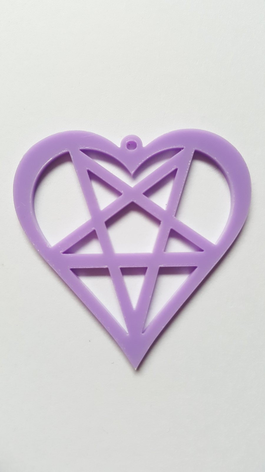 1 x Laser Cut Acrylic Pendant - 50mm - Penta-heart - Lilac 