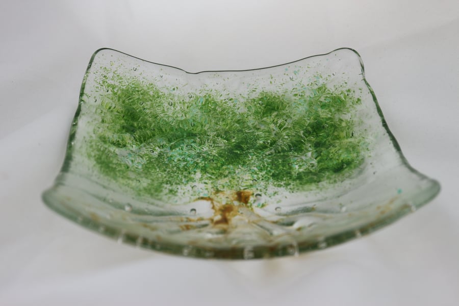 Handmade fused glass candy bowl - tree of life 2
