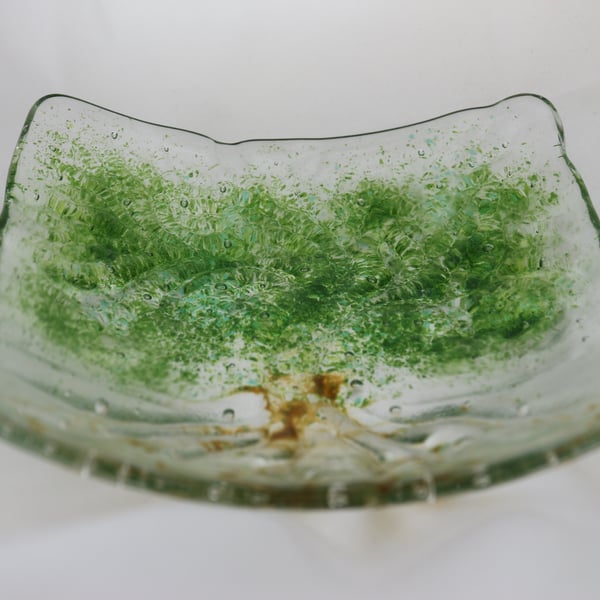 Handmade fused glass candy bowl - tree of life 2