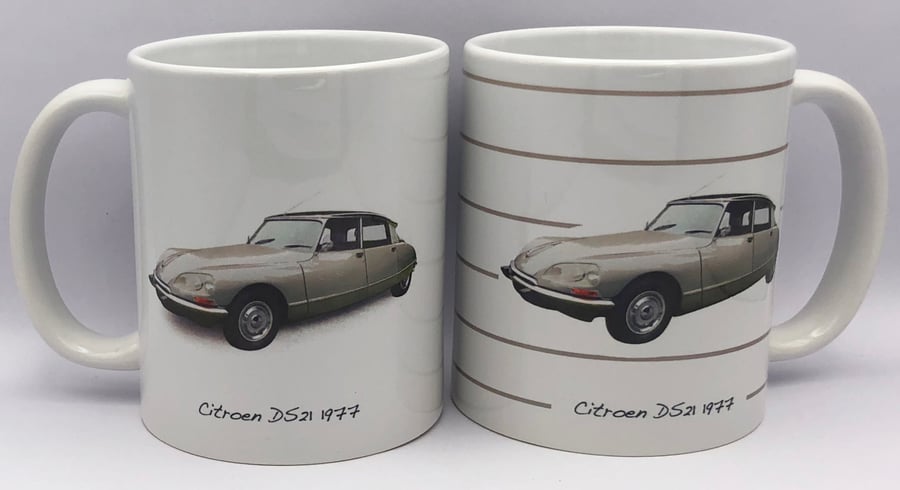 Citroen DS21 1977 - 11oz Ceramic Mug - Plain or Stripe Design