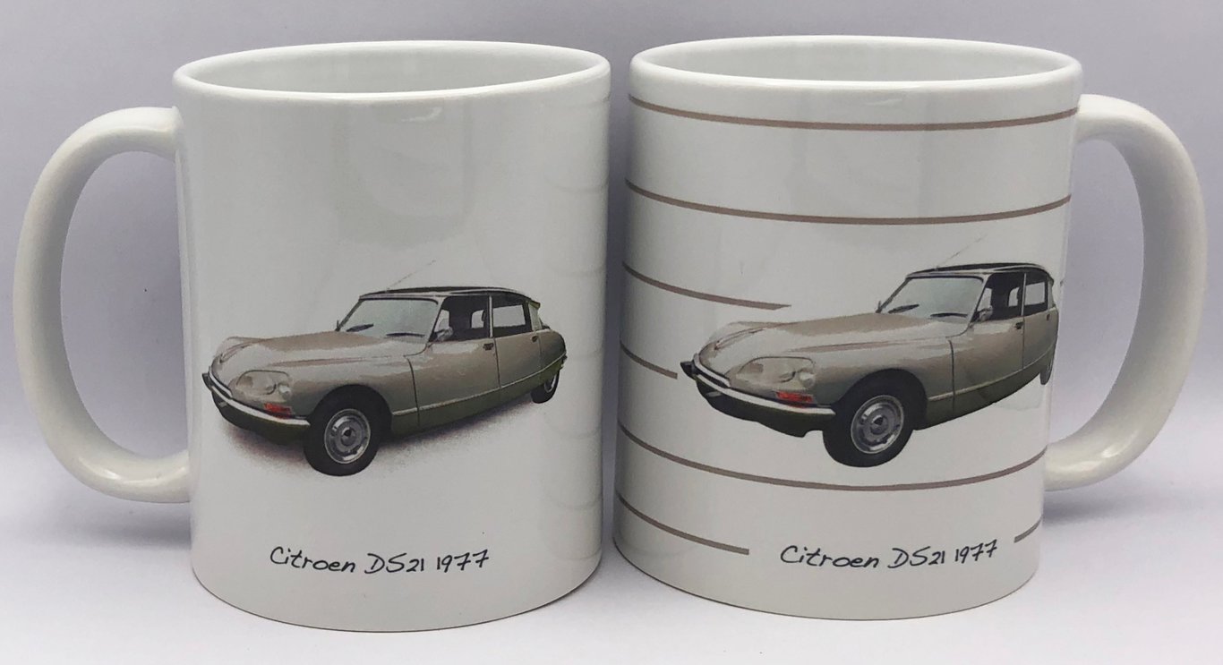 Citroen DS21 1977 - 11oz Ceramic Mug - Plain or Stripe Design