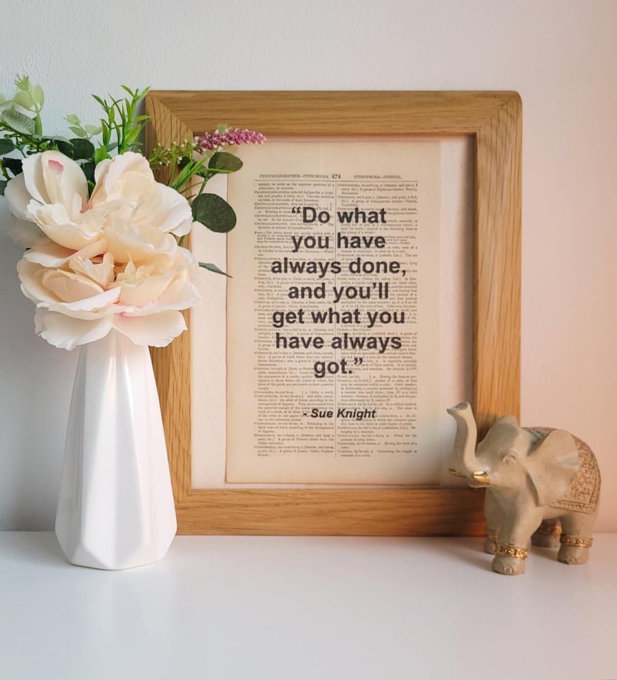 Unframed 1800s Dictionary Page Quote Print - Sue Knight  - Print Only