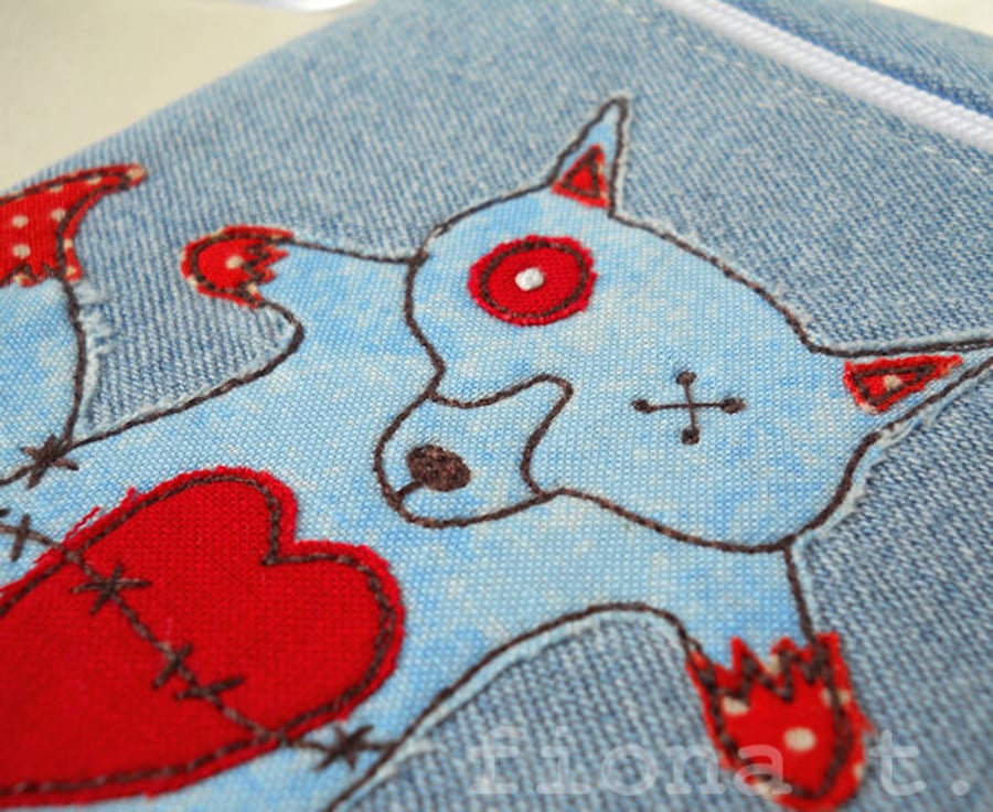 embroidered zombie fox gadget case