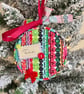 Personalised Colourful Stripe Bauble - Tara Name Hoop - Handmade Sequin Ornament - Image 1