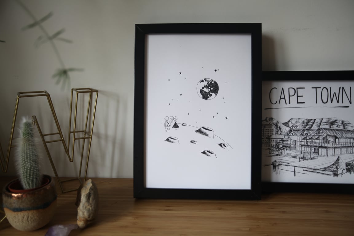 Cute Space Themed Cartoon Print