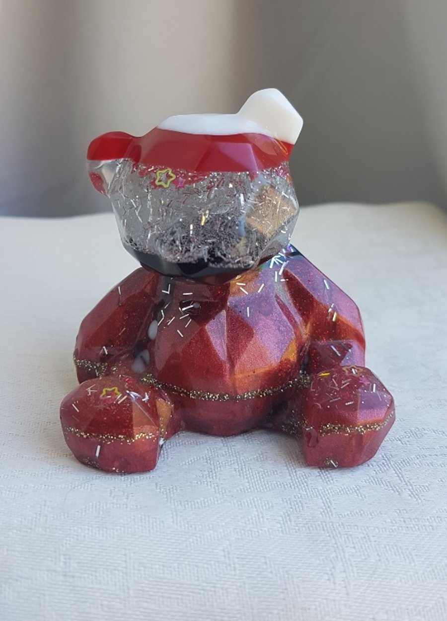 Gorgeous Red Stripey Resin Bear No32 - Ornament - Figurine - Home Decor.