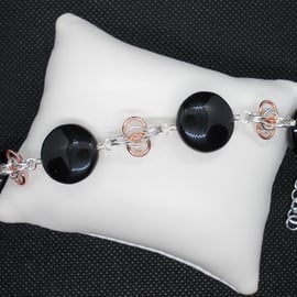 SALE - Agate coin and chanimaille bracelet