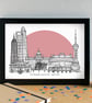 Shanghai Landmarks Skyline Art Print - Image 2