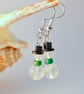Christmas Snowman Earrings, Frosted Glass, Stocking Filler, Secret Santa Gift - Image 1