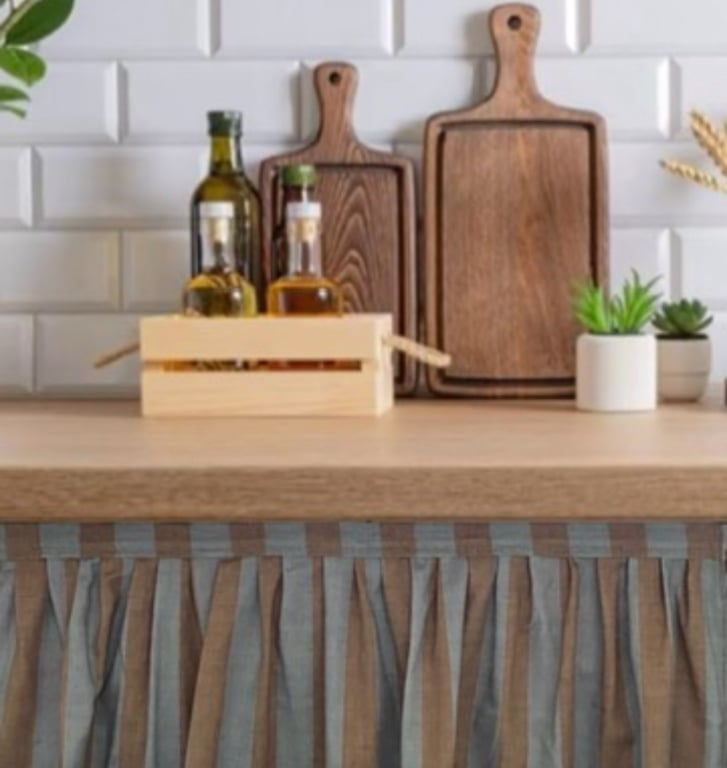 VELCRO SINK SKIRT, CUSTOM CUPBOARD CURTAINS, cabinet cover