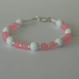 Rose Quartz and Sterling Silver Beaded Bracelet