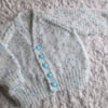 16" White Print V Neck Cardigan 