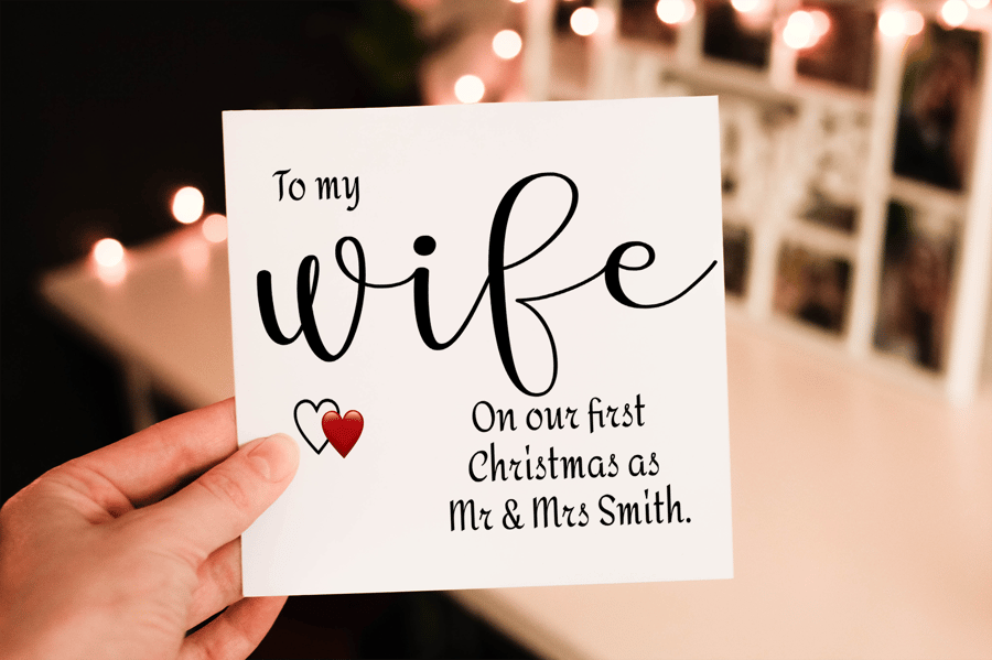 Wife 1st Christmas Together Card, Wife Christmas Card, Personalized Card
