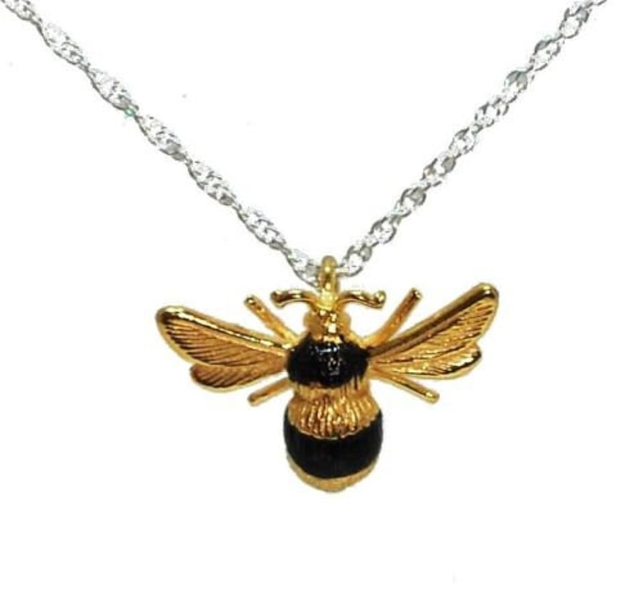 Bumblebee pendant hand made from Silver and heavy Gold plated