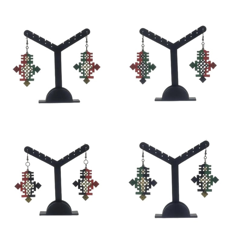 Ethiopian cross earrings. christian religious jewellery, ethiopia east africa, 