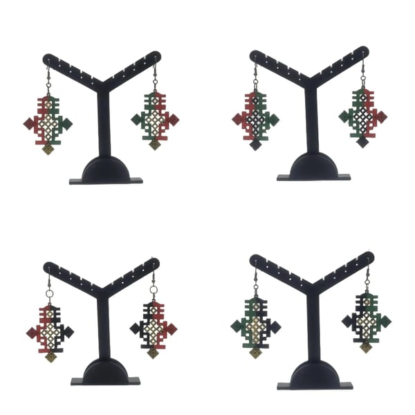 Ethiopian cross earrings. christian religious jewellery, ethiopia east africa, 