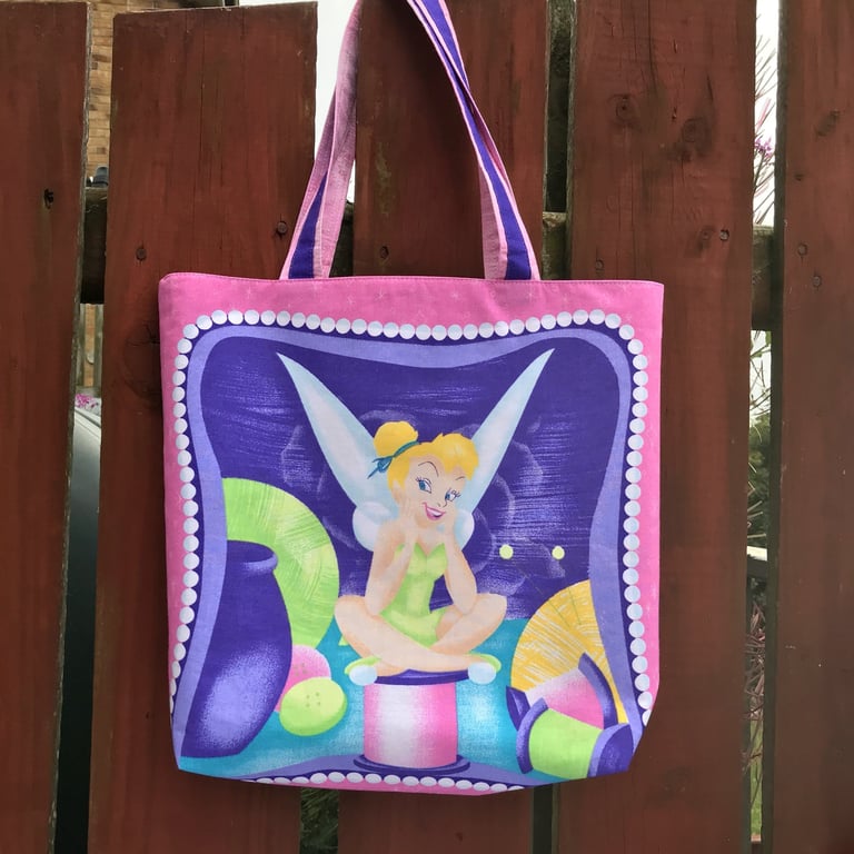 Handmade Fairy Tote Bag Cotton Project Bag Knitting Craft Library Bag