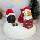 Festive Guinea Pig Sculpture, The Night Before Pigmas with Ozzie & Juniper