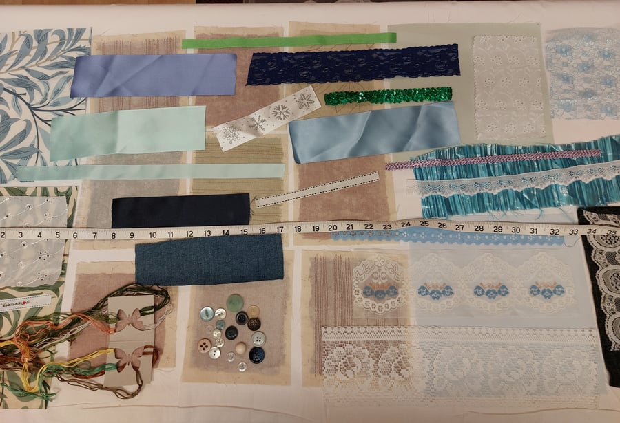 Cool tones slow stitching kit