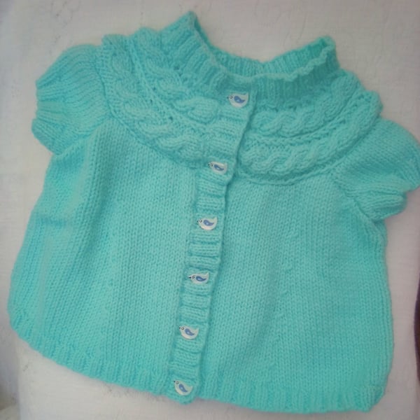 Girl’s Knitted Sleeveless Cardigan With A Cabled Yoke, Gift Idea for Children
