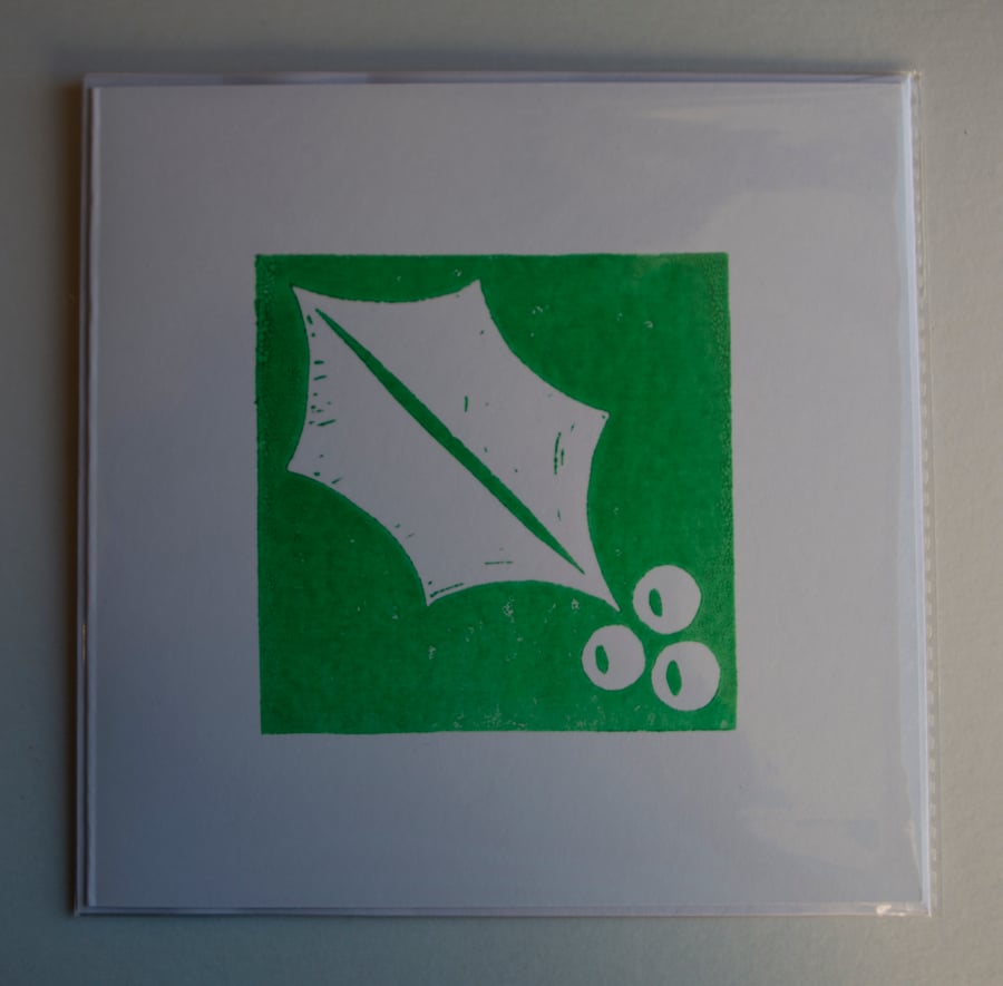 Square Holly Card, green