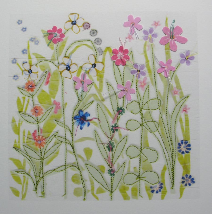 Flower Garden hand embellished Print