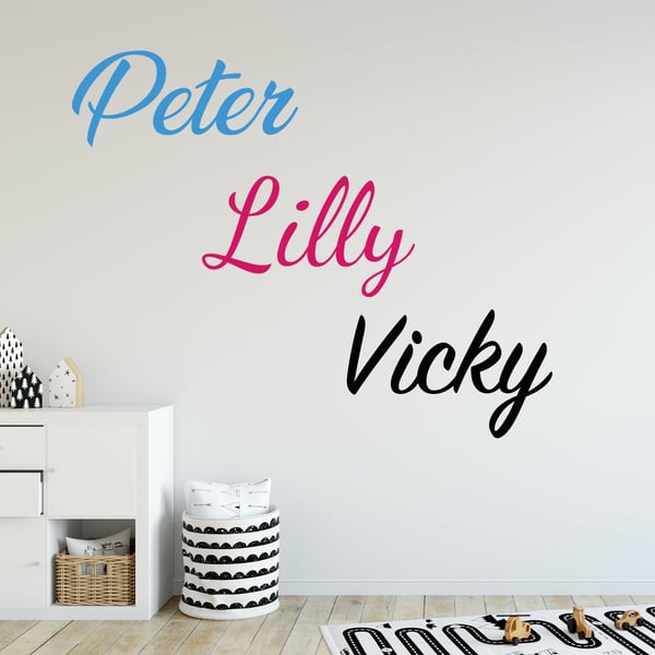 Large Bedroom Wall Personalised Name Sticker Three Font Choice Vinyl Decal Label