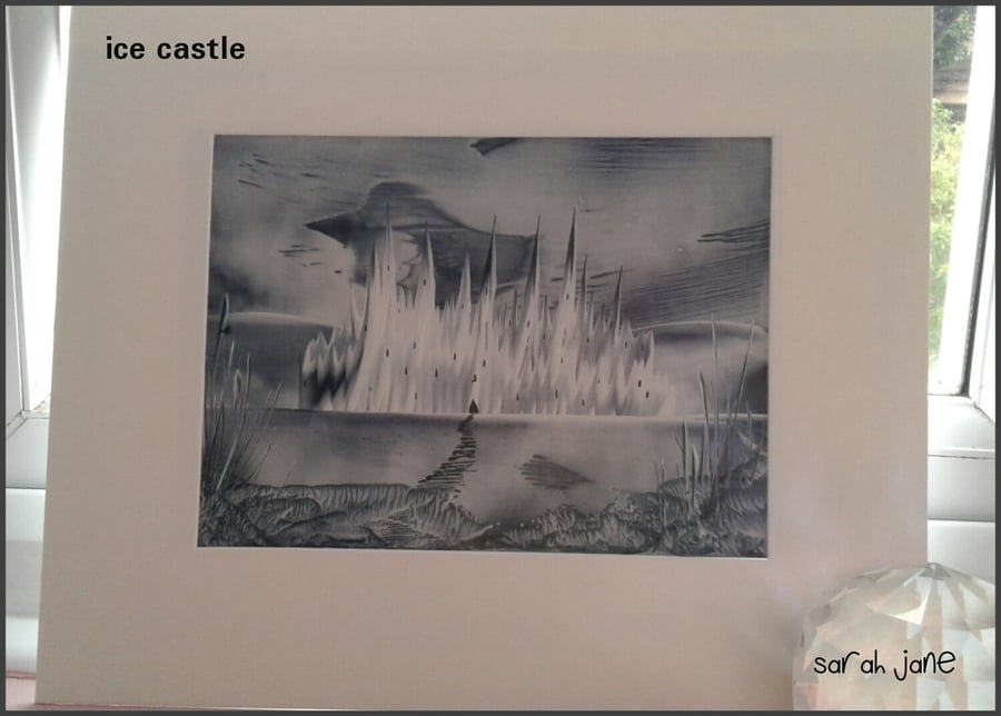 Ice castle original encaustic art painting 