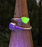 RARE UV & White Seaglass and Sterling Silver Spiral Adjustable Ring - 1353