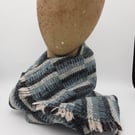 Mid-century 'tidy' lambswool scarf – duck egg ladders